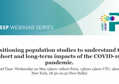 Positioning population studies to understand the short and long-term impacts of the COVID-19 pandemic. Webinar, 20 May 2020.
