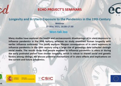 Longevity and In Utero Exposure to the Pandemics in the 19th Century. Webinar, 27 May 2021