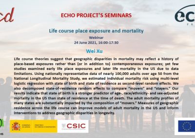 Life course place exposure and mortality. Webinar, 24 June 2021